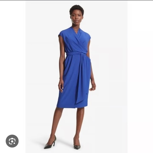 MM Lafleur Dresses & Skirts - MM Lafleur Blue Wrap Tie Front Sheath Dress